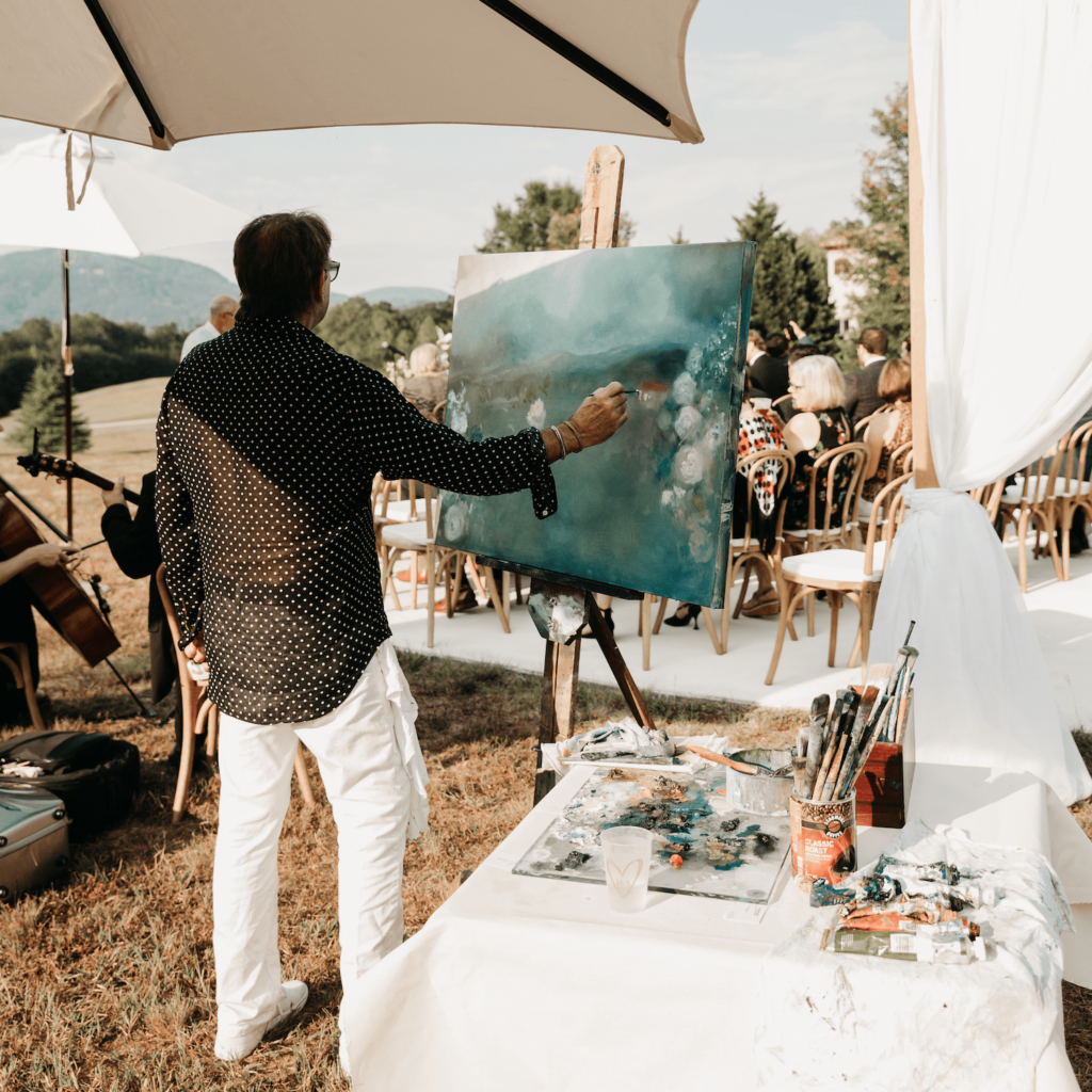 painting artist at wedding