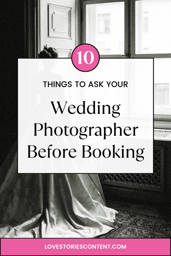 This post is about the important questions to ask your wedding photographer before booking.