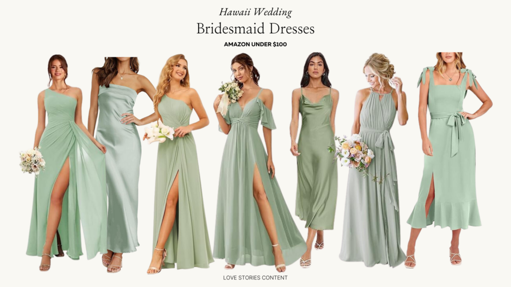 green hawaii wedding bridesmaid dresses