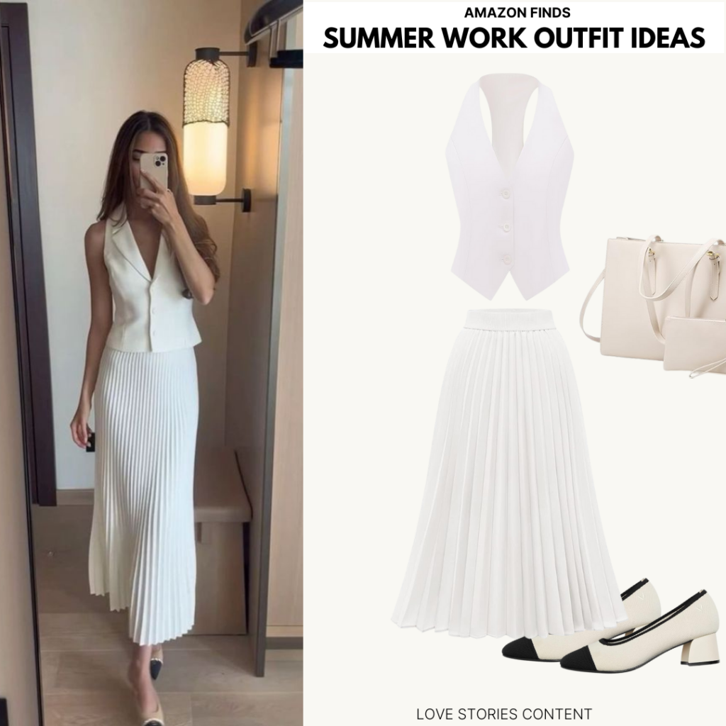white work outfit women summery