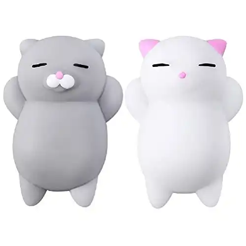 Nutty Toys Squishy Cat Set - 2 Soft Silicone Kawaii Kitties, Top Stress Relief Sensory Gift 2024, Unique Kids & Adults Valentines Day Idea for Him & Her, Best Teenage Girl, Teen Boy & Twee...