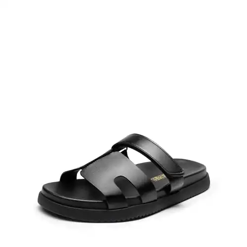 DREAM PAIRS Women's Slide Sandal Round Open Toe Slip on Comfort Flat Sandals,Size 9,BLACK,SDSS2406W