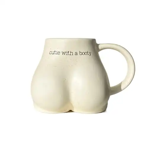 Butt Funny Coffee Mug for Women & Friend, Cute Novelty Gifts Butt Shaped 3d Cup, Ceramic Cream Bum Cheeks Booty Mug, Feminine Female Body Mug Vase, Nice Butt Valentine's Gift, 12oz (Cream)