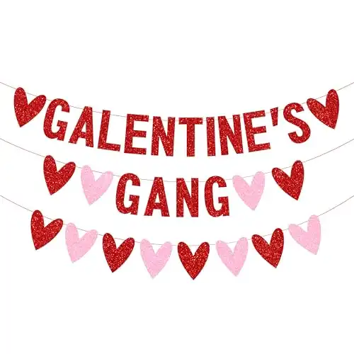 Galentines Gang Banner with Love Hearts