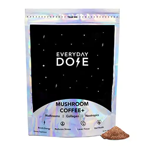 Everyday Dose The Mushroom Latte Premium Coffee Extract with Grass-Fed Collagen, Lion's Mane, Chaga, and L-Theanine for Better Focus, Energy, Digestion and Immunity | 30 Servings