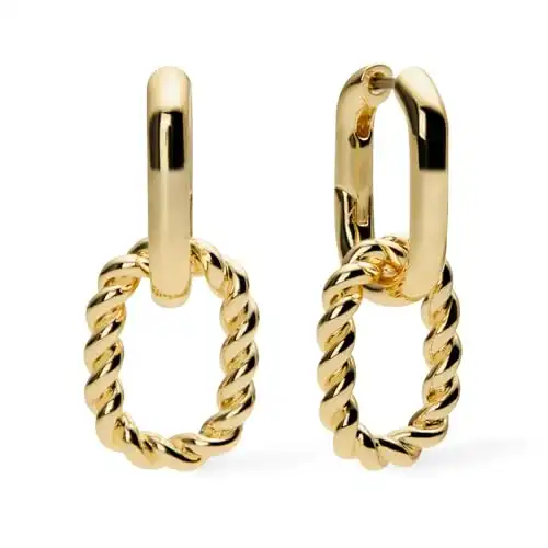 Ana Luisa | Double Hoop Earring - Ash Double | 14K Gold Plated Earrings & 2-in1 Unique Design | Hypoallergenic, Water-Resistant & Tarnish-Free Earrings | 14K Gold Earrings | Surgical Steel Pos...