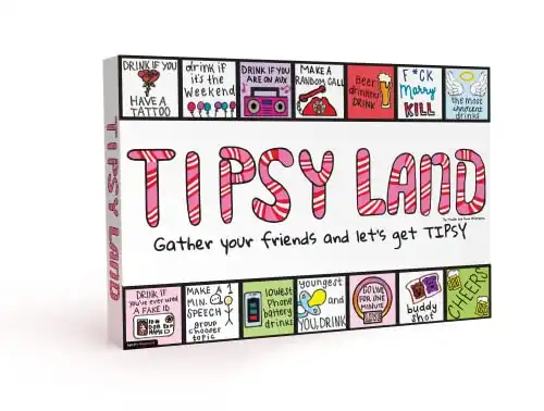 Tipsy Land Your New Favorite Party Board Game, 75+ Unique Spaces for Calling Out Friends, Silly Dares & Confessions, Mini Competitions, Includes “Never Have I Ever” Cards