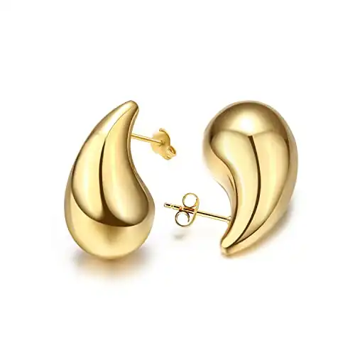 Gold Teardrop Chunky Earrings for Women Trendy Hoop Earring Set Earring Dupes, Women Fasion Earrings Jewelry