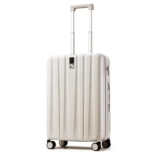 Hanke 20 Inch Carry On Luggage 22x14x9 Airline Approved Lightweight PC Hard Shell Suitcases with Wheels Tsa Luggage Rolling Suitcase Travel Luggage Bag for Weekender(Ivory White)