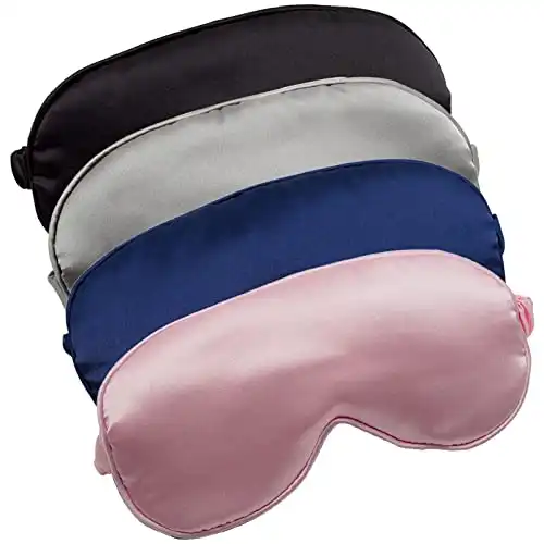 LERSVICVIL Sleep Masks 4 Pack Silky Eye Cover Soft Satin Blindfold Elastic Strap Night Eye Shade for Women Men
