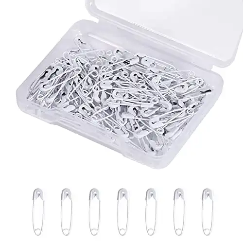 120pcs Safety Pins, 19mm Mini Safety Pins for Clothes Metal Safety Pin for Clothing Sewing Handicrafts Jewelry Making (White)