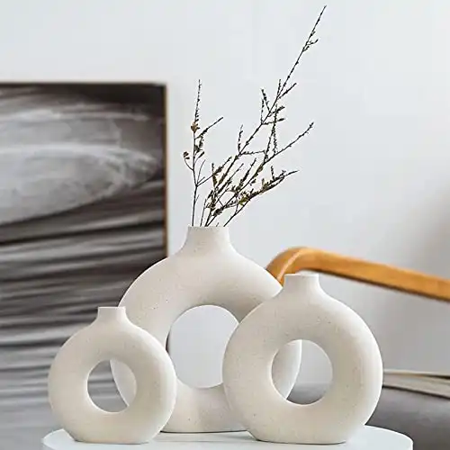 White Ceramic Vases Set 3 for Modern Home Decor