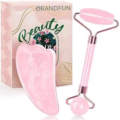 GRANDFUN Stocking Stuffers for Women Gifts Christmas: Face Roller Gua Sha Tool Unique Birthday Present Idea Gadget for Wife Mom Her Girlfriend Sister Mother Who Have Everything Facial Beauty Massager
