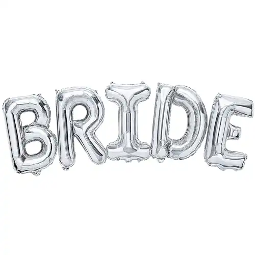 KatchOn, Giant Bride Balloons Silver - 40 Inch | Bachelorette Party Decorations | Silver Bride Balloons for Bridal Shower Decorations | Bridal Shower Balloons | Bachelorette Balloons
