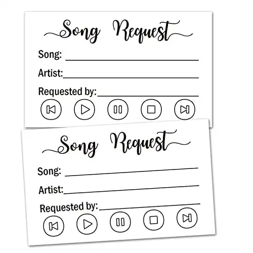 TENTADO 50 Song Request Cards for Wedding DJ, Prom, Party, Response Card, Plain RSVP kit for Wedding, Baby Bridal Shower, Birthday, Invitations, 3.5 X 2 inches