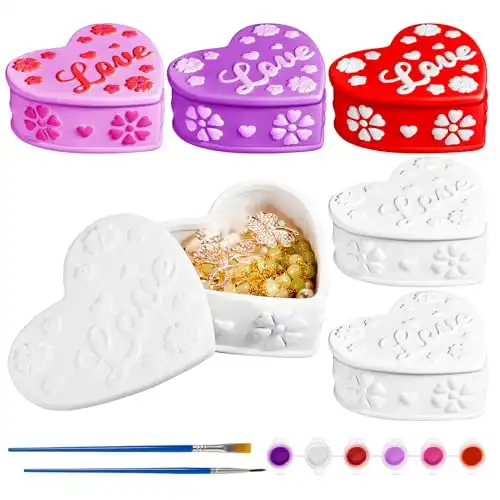 Paint Your Own Ceramic Valentines Heart Trinket Boxes