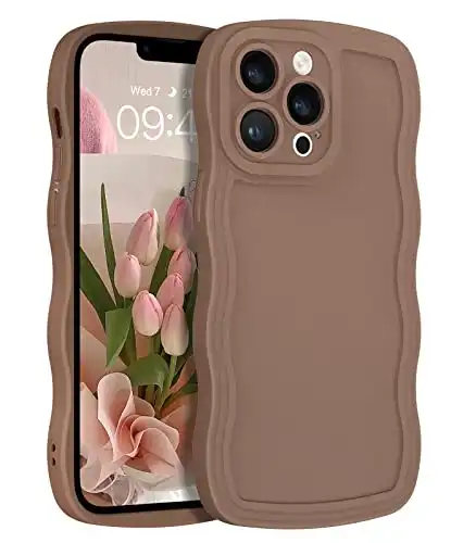 BENTOBEN for iPhone 13 Pro Max Phone Case, Curly Wavy Bumper iPhone 13 Pro Max Case Cute Slim Soft TPU Protective Grooves Girls Women Boy Men Phone Covers for iPhone 13 Pro Max 6.7 inch,Brown