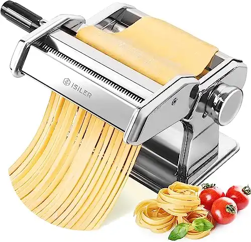 Pasta Machine, ISILER 9 Adjustable Thickness Settings Pasta Maker