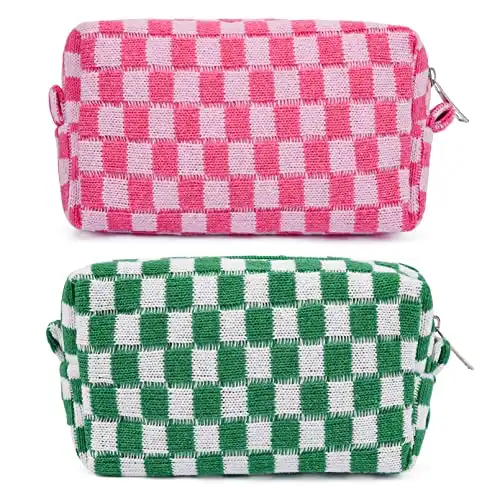 2 Pieces Checkered Cosmetic Bag