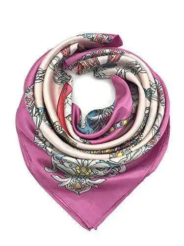 YOUR SMILE Silk Like Scarf Women's Fashion Pattern Large Square Satin Headscarf