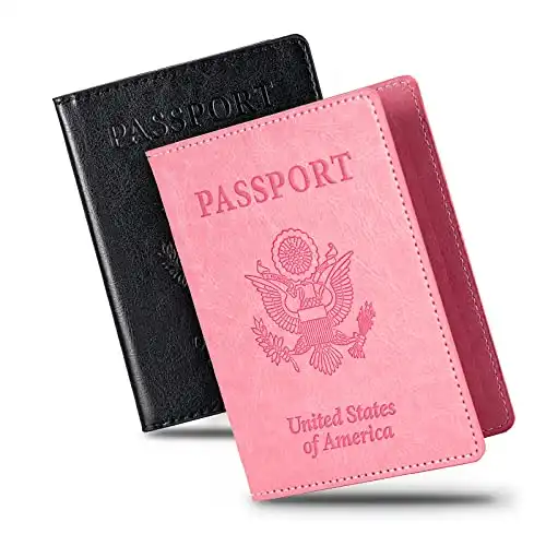 Honmein 2 Pcs Passport holders，Ultra Slim passport wallet，PU Leather Passport Cover for Women and Men