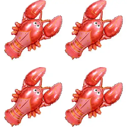 Wdecorm 4Pcs Lobster Balloons Giant Lobster Foil Balloons for Birthday Baby Shower Bridal Shower Bachelorette Party Nautical Summer Seafood Lobster Themed Party Decorations Supplies, X-Large, Red
