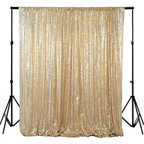 ShinyBeauty PHOTOBOOTH Backdrop -4FTx7FT-Light Gold-Sequin backdrops, Sequin Fabric,Wedding backdrops,Rust Backdrop,Sequin Curtains,Photography Backdrop (Light Gold)