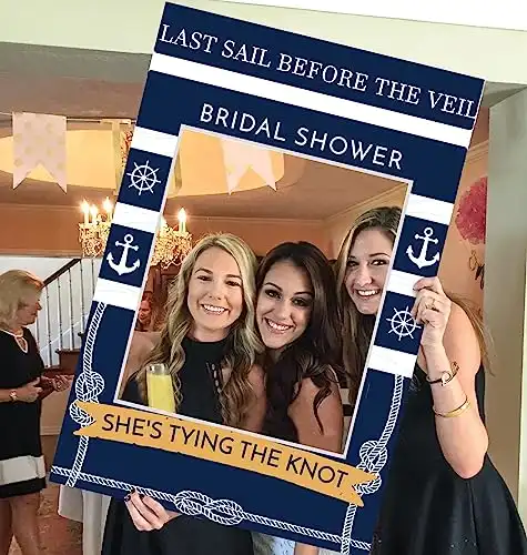 LaVenty Nautical Bachelorette Party Decorations Boat Last Sail Before The Veil Party Supplies Nautical Bridal Shower Party Supplies Get Nauti Party Photo Booth Props Frame