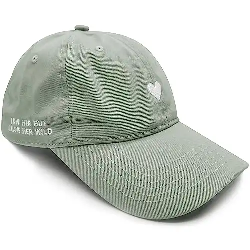 Atticus Poetry, Love Her But Leave Her Wild Dad Hat - Trendy Summer Girl Cotton Baseball Cap for Women with Custom Buckle, Adjustable One Size (Mint, Heart)
