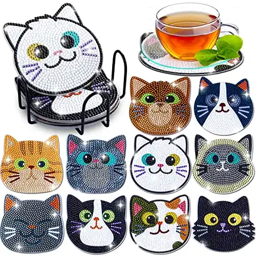 Cat Theme Diamond Art Coasters Painting Kits