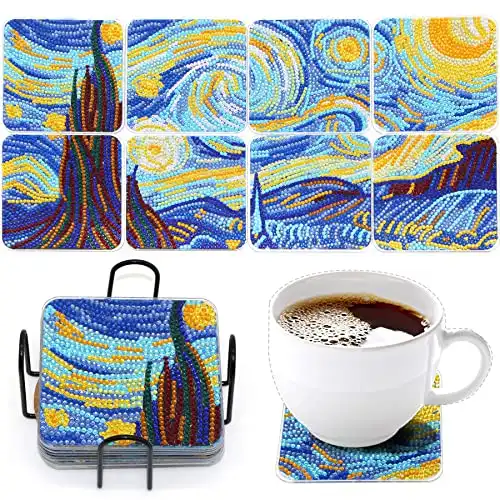 Diamond Art Coasters for Adults Crafts Starry-Night