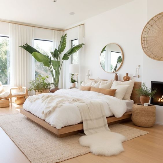earthy cozy bedroom