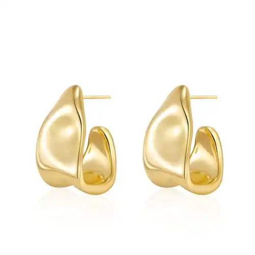 Amicon Gold Earrings for Women,14k Gold Plated Chunky Gold Earrings Statement Cute Thick Earrings Trendy Jewelry Gifts for Women