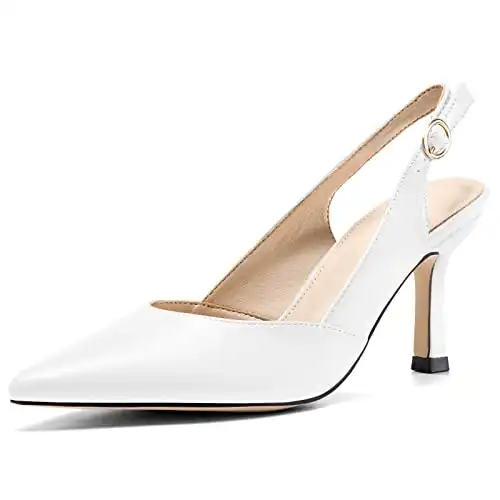 Rilista Women's Slingback Kitten Heels Closed Pointed Toe Backless Wedding Party Dress Pumps Shoes