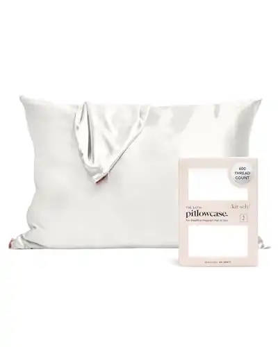 Kitsch Satin Pillowcase with Zipper for Hair & Skin, Softer Than Silk Pillow Cases Queen, Smooth Pillow Covers, Machine Washable, Wrinkle-Free, Cooling Satin Pillow Cases Standard Size 19