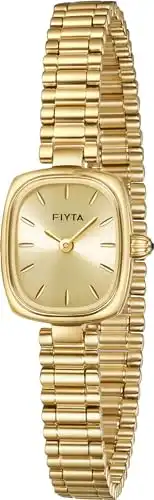 FIYTA Gold Watches for Women Vintage Ladies Wrist Watches Stainless Steel Dainty Small Gold Watch with Link Removal Tools and Gift Box for Women and Love Ones