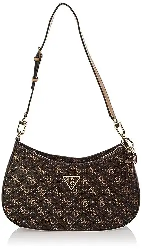 GUESS Noelle Top Zip Shoulder Bag, Brown Logo