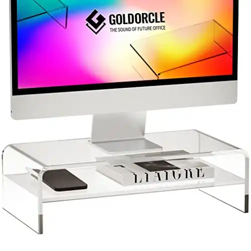 GoldOrcle Acrylic Monitor Stand Riser Clear Computer Monitor Stand (Big)