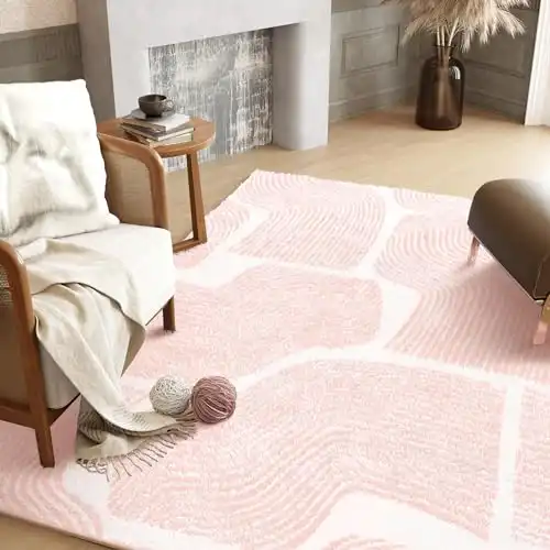 ODIKA Zen Garden Area Rug - Ultra Soft Area Rug 3x5, Non Slip, Stain Resistant Living Room Rug, Washable Area Rugs for Living Room, Rugs for Bedroom (Pink, 3x5)