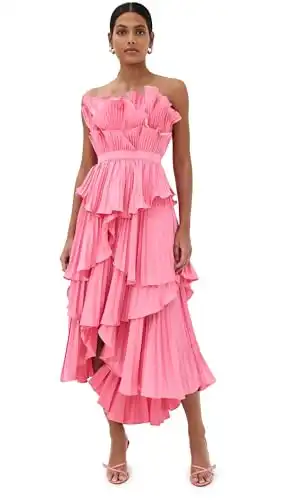 Amur Women's Judah Scallop Pleated Dress, Calla Lily, Pink, 2