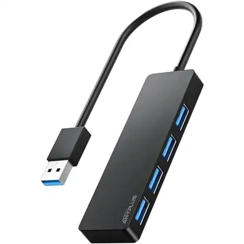 ANYPLUS USB 3.0 Hub, 4 Port USB Hub Splitter,Portable USB Adapter Mini Multiport Expander for Desktop, Laptop, Xbox, Flash Drive, HDD, Console, Printer, PC, Keyboards, HP, Dell【0.85 ft】