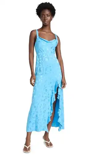 KITRI Women's Carissa Jacquard Maxi Dress, Sky Blue Tulip Jacquard, 4