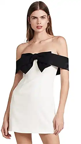 Self Portrait Women's Off Shoulder Bow Dress, Monochrome, White, 10