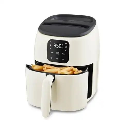 DASH Tasti-Crisp Ceramic Air Fryer Oven, 2.6 Qt., Cream Compact Air Fryer for Healthier Food in Minutes, Ceramic Nonstick Surface, Ideal for Small Spaces - Auto Shut Off, Digital, 1000-Watt