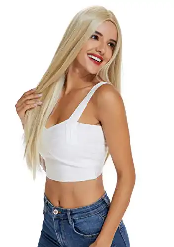 JIASLY Blonde wig For Women Synthetic Hair Long Straight Wigs Free Wig Cap 24 Inches