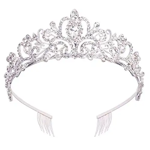 Didder Silver Crystal Tiara Crown Headband Princess Elegant Crown with combs for Women Girls Bridal Wedding Prom Birthday Party