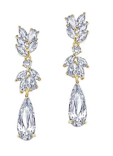 DIAMANTIO Marquise AAAAA+ Cubic Zirconia Earrings Leaf Women Jewelry CZ Elegant Tassels 18K Gold/White Gold Plated For Women Water drop Teardrop Wedding Bride Bridesmaid Bridal Dangle Drop Crystal