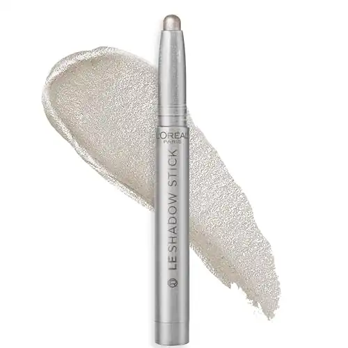 L'Oreal Paris Makeup Paradise Le Shadow Stick Eyeshadow, Blendable, Smudge-Resistant, Cream Eyeshadow, 100 Ice Sparkle (Shimmering Silver), 0.05 Oz