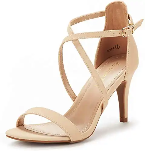 DREAM PAIRS Womens Dolce Fashion Stilettos Open Toe Pump Heel Sandal Nude Nubuck - 9