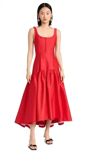 alice + olivia Women's Diana Sleeveless Structured Midi Dress, Bright Ruby, Red, 6